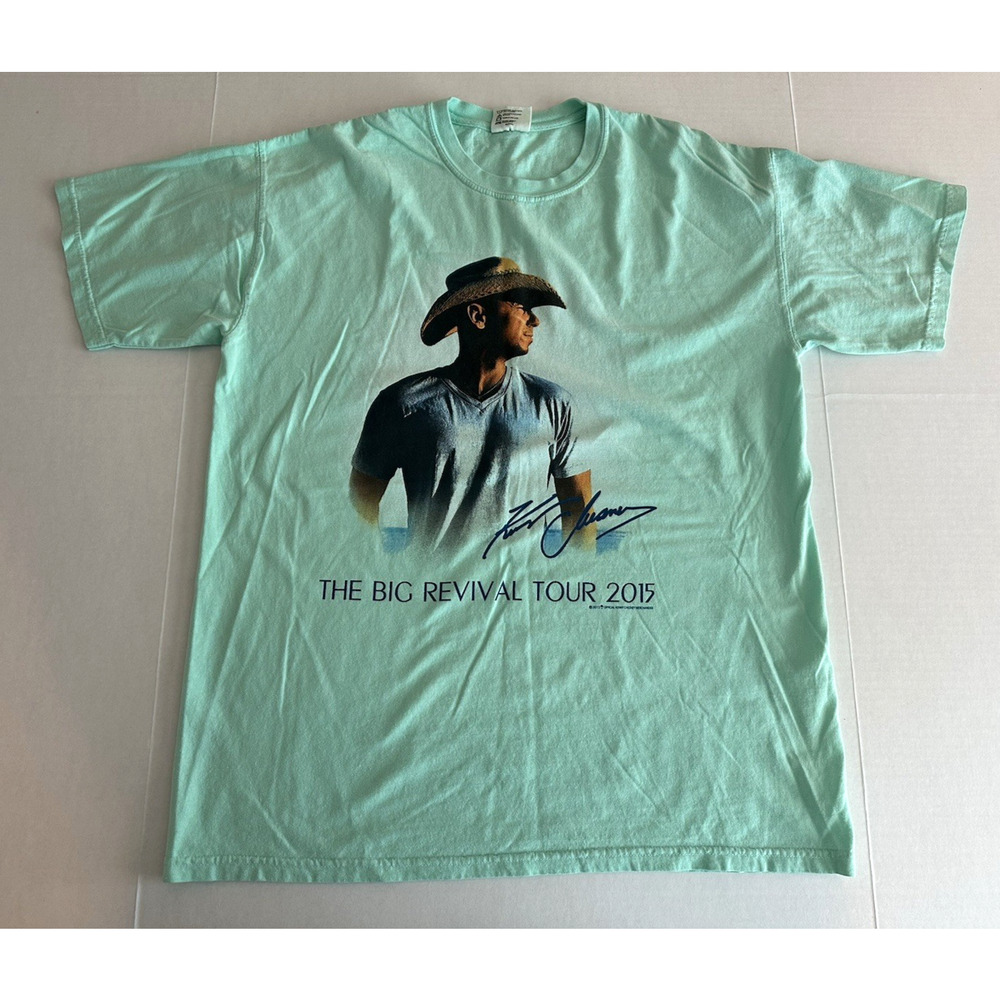 Kenny Chesney The Big Revival 2015 Concert T-shirt Mint Green LRG Country Music